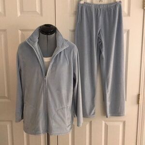 Cuddledown Cuddle Down Lounge Pant Jacket Suit Powder Light Blue Soft Velour  M